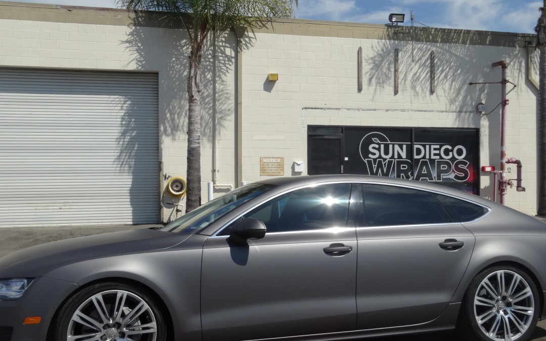 2014 Audi A7 vinyl wrapped with a Matte Charcoal Metallic from Avery D.