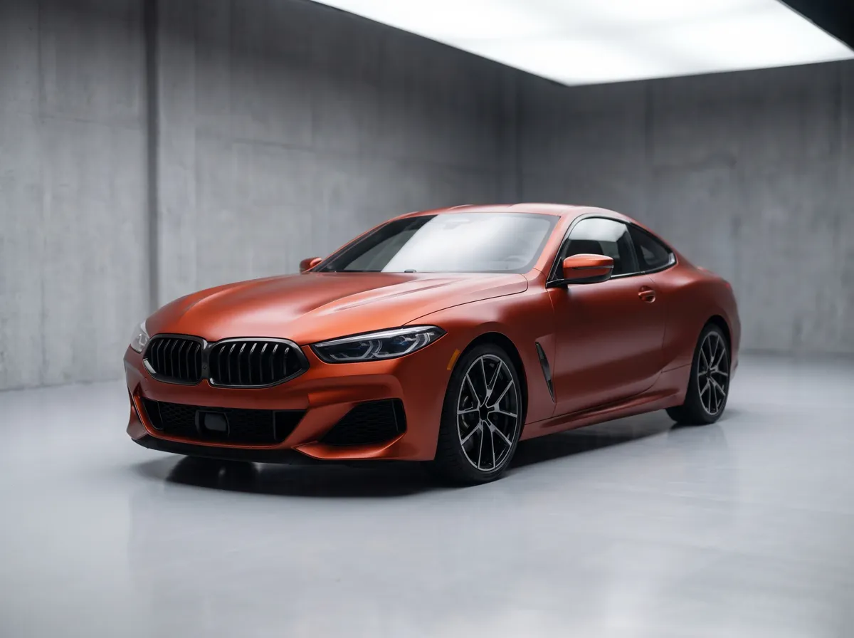 Sports coupe finished in satin orange color paint protection film Sports coupe finished in satin orange color paint protection film